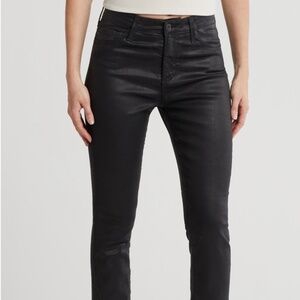 AG mari Faux Leather Slim Straight Leg Jeans in Super Black size 31 NWT